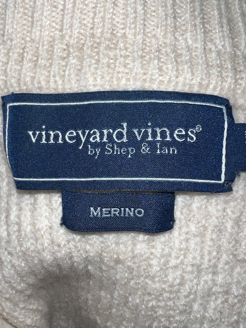 🤍Vineyard Vines Merino Wool Cream Button-Neck Turtleneck Sweater